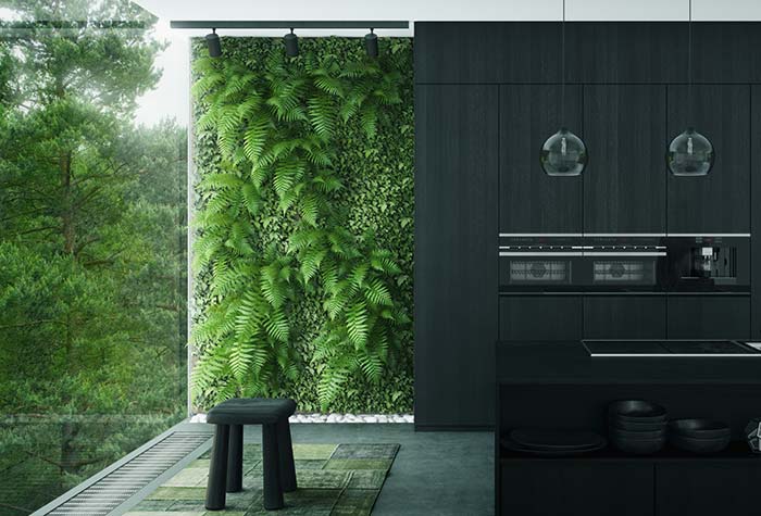 Vertical garden brings color and contrast to this minimalist style home