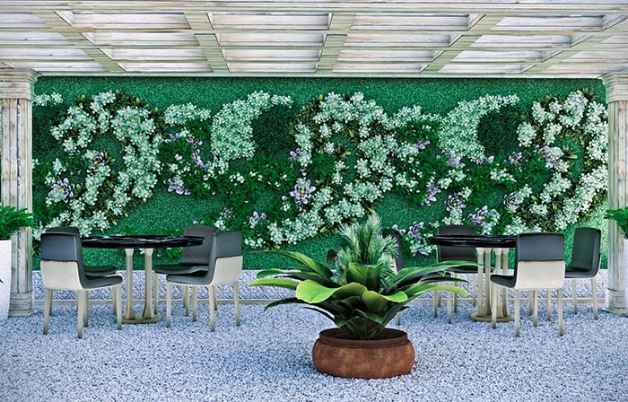 Use the different shades of green to create designs in the vertical garden