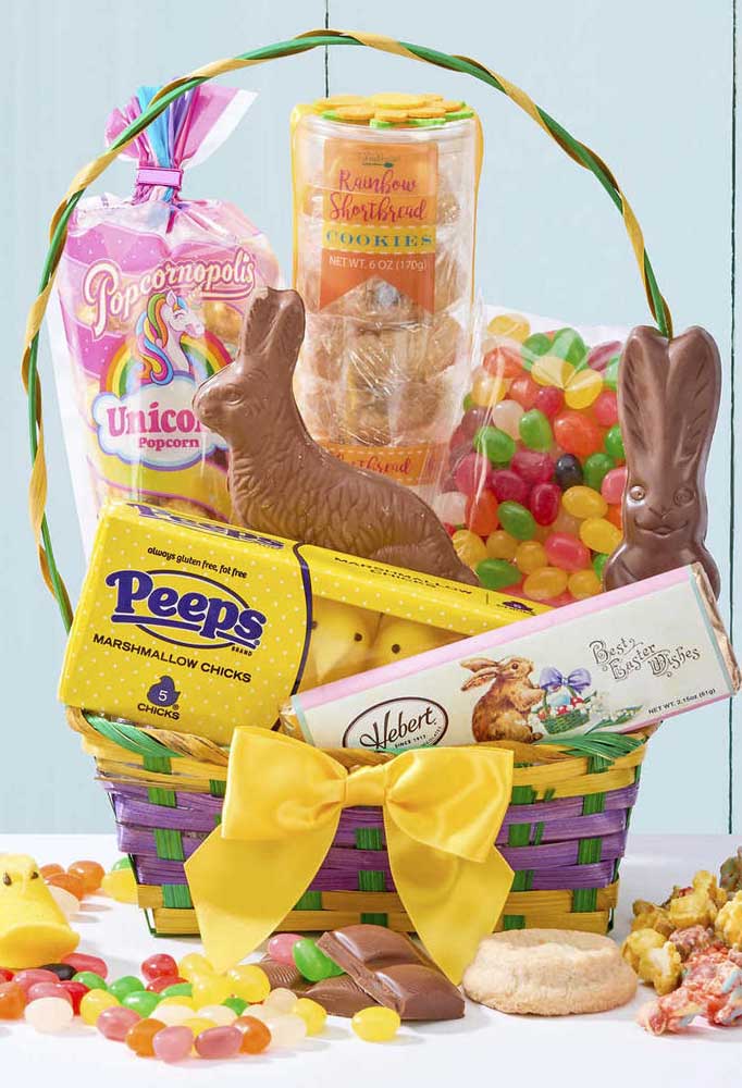 This chocolate basket came filled with assorted sweets