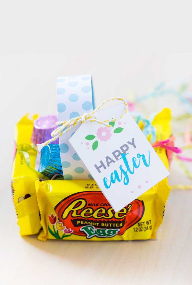 Easter basket inspiration made with the candy packages themselves