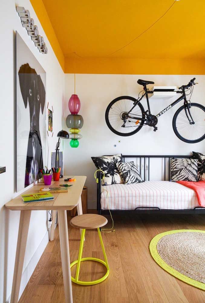 Find a place to hang the bike. Besides being something more practical, it can also serve as a decorative piece.