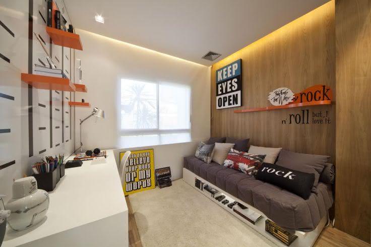 Teenager's room with objects holder under the bed