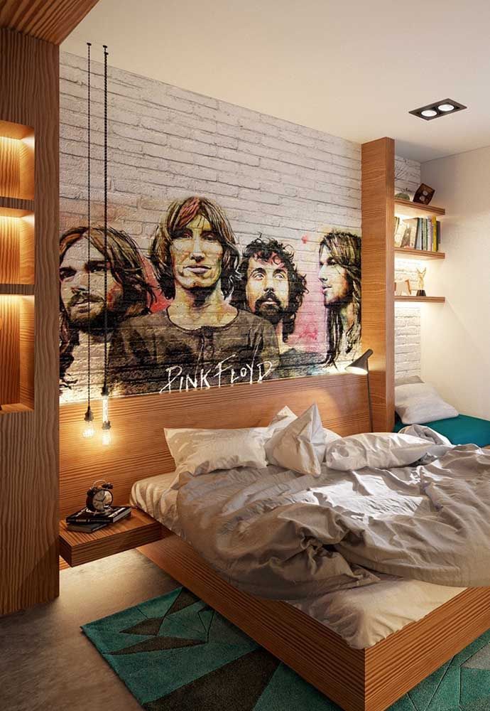 How about making a beautiful panel behind the bed with the teen's favorite rock band? 