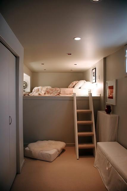 Teenager's room with ladder to bed