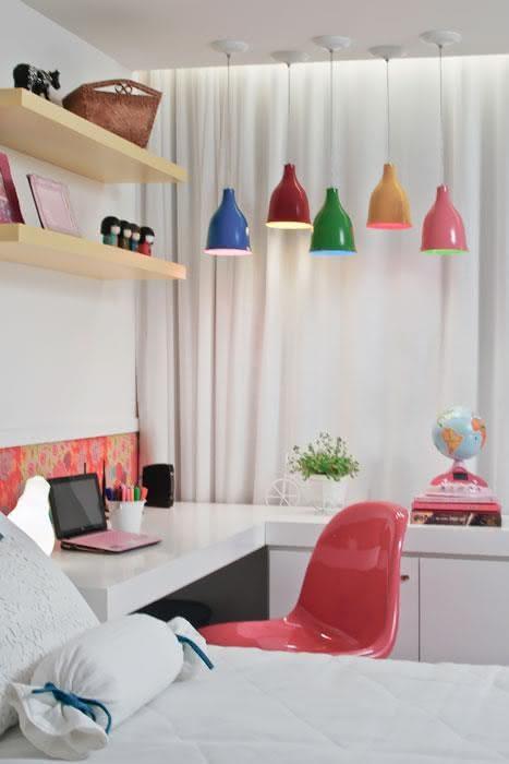 Room with colorful light fixtures