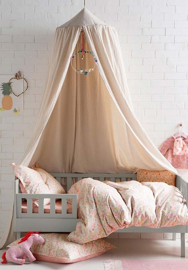 Canopy with dream filter to ward off heavy energies in the girl's room