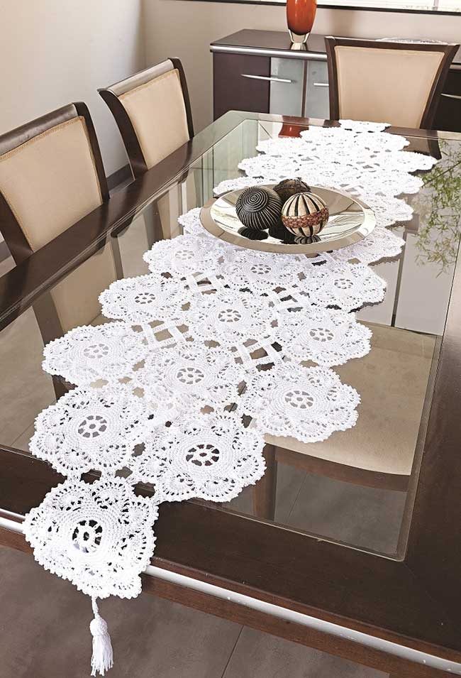 A beautiful crochet table runner work for dining room