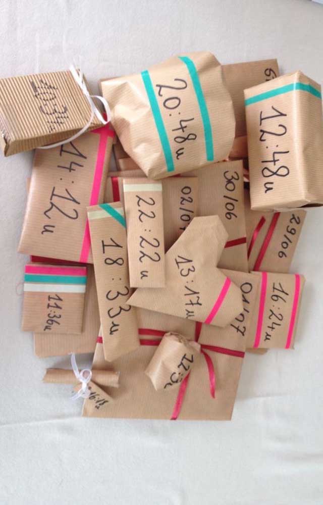 Surprise inspiration for her boyfriend with gift boxes indicating the right time to open them