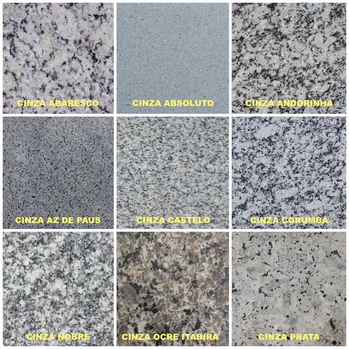 Types of gray granite