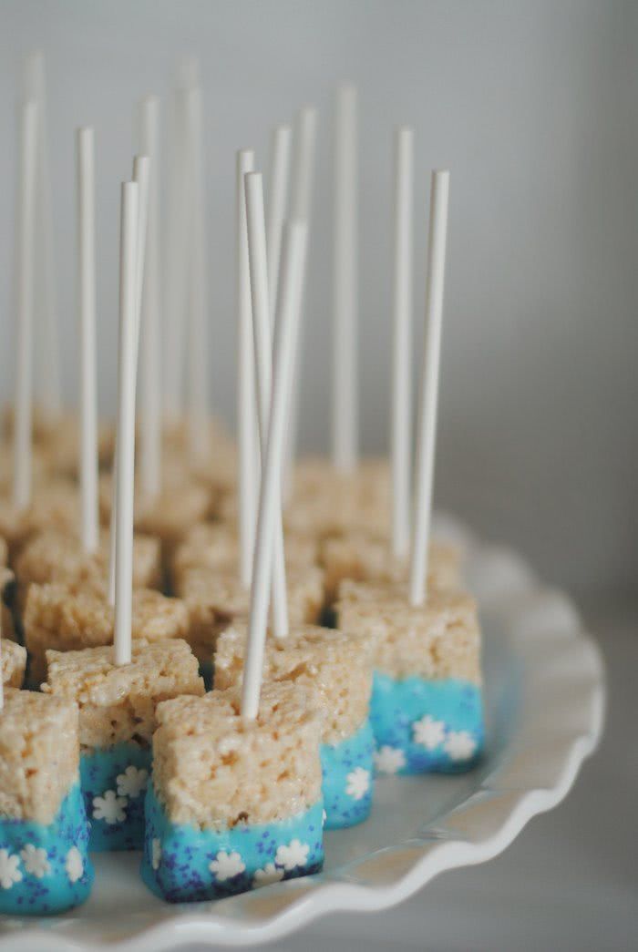 Cereal bars confectioned on a stick.