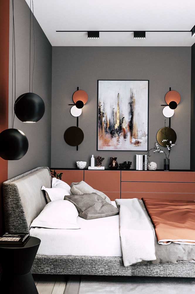 Want to use striking colors in the decoration of the single room? So combine neutral tones, like gray