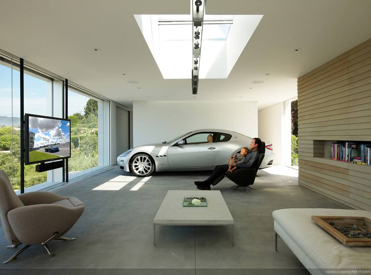 Garage with concrete floor