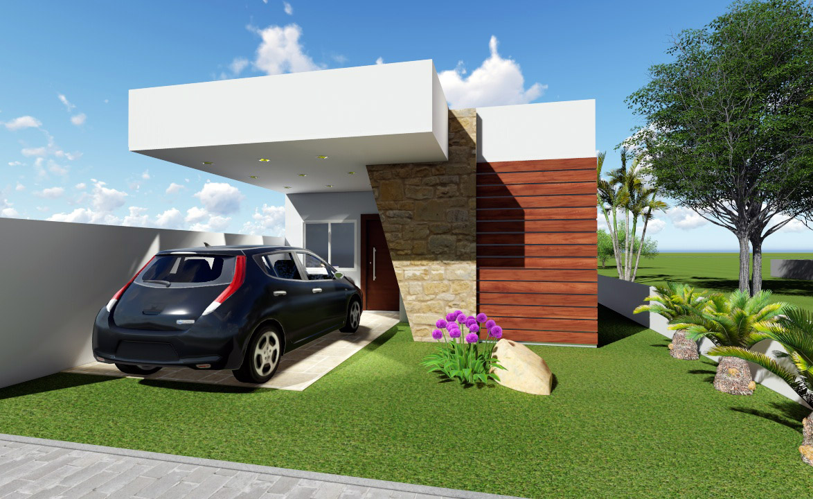 This model of small house is for those who do not give up the parking space.