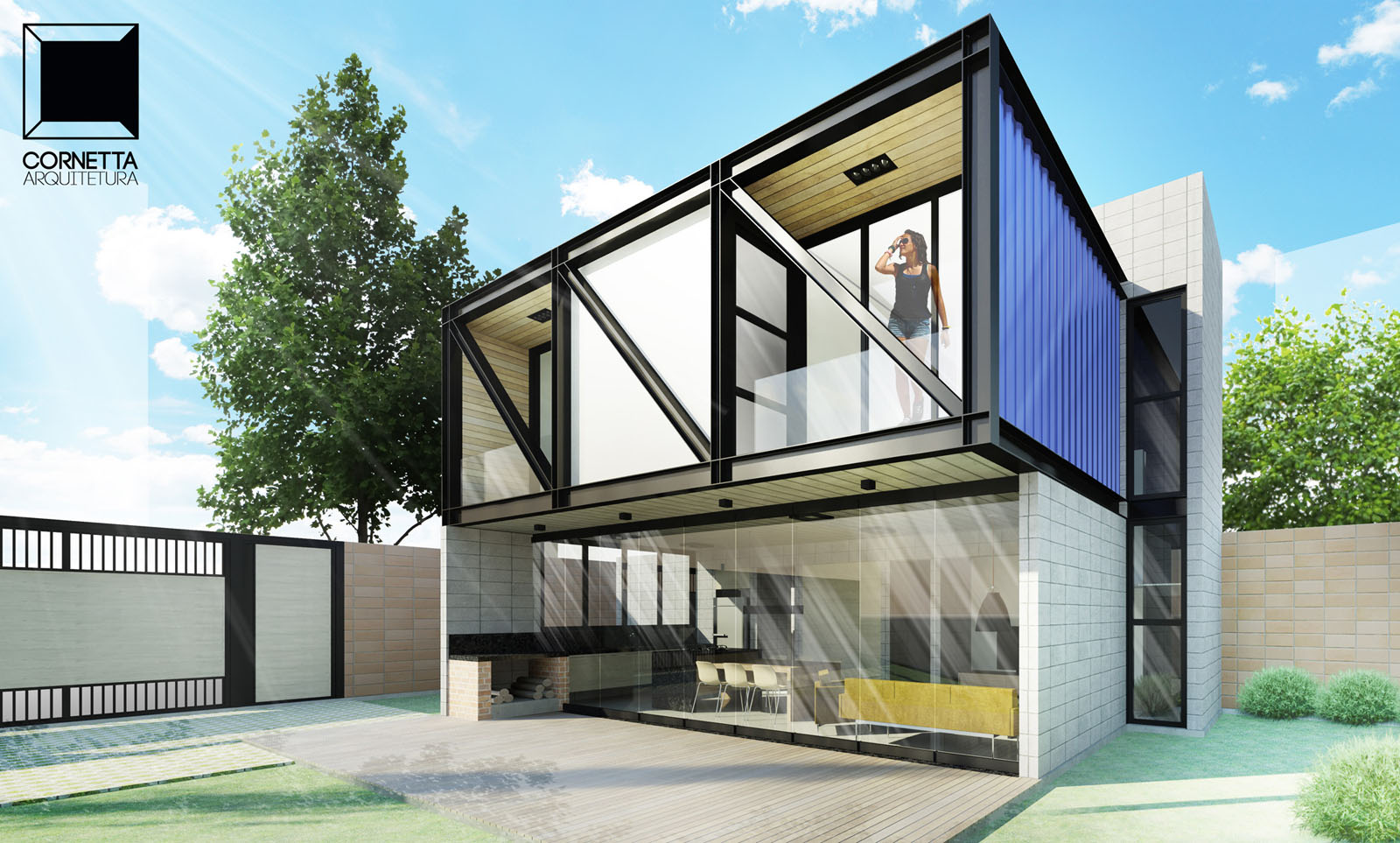 To give the bold air mix metallic and concrete structure in your container house.