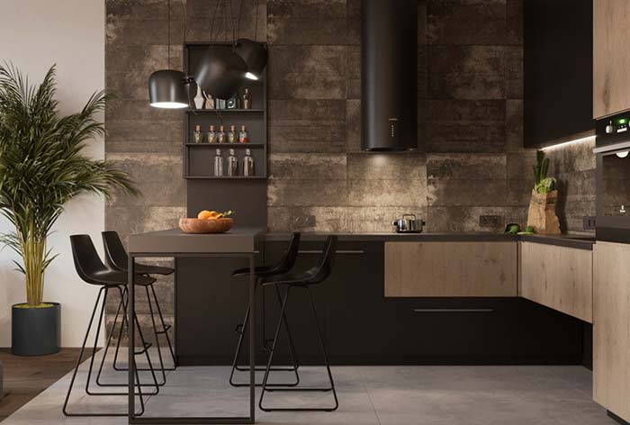 American kitchen with brown tones