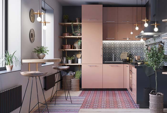 Romantic L-shaped kitchen