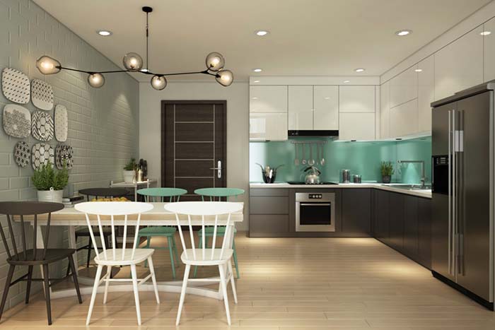 Young and modern L-shaped kitchen