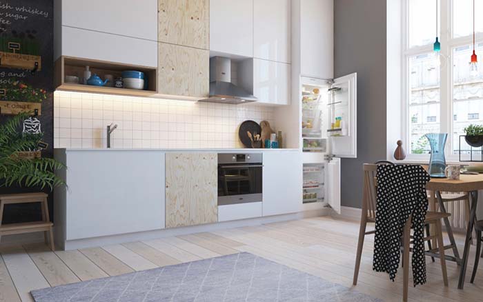 In-line kitchen with vegetable garden