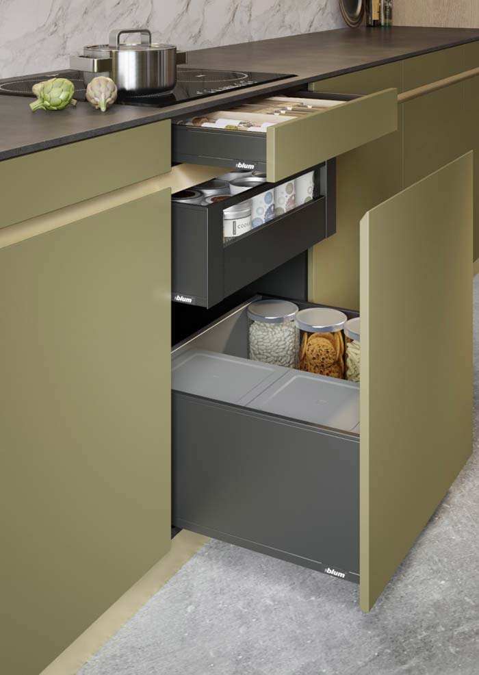 Planned kitchen storage