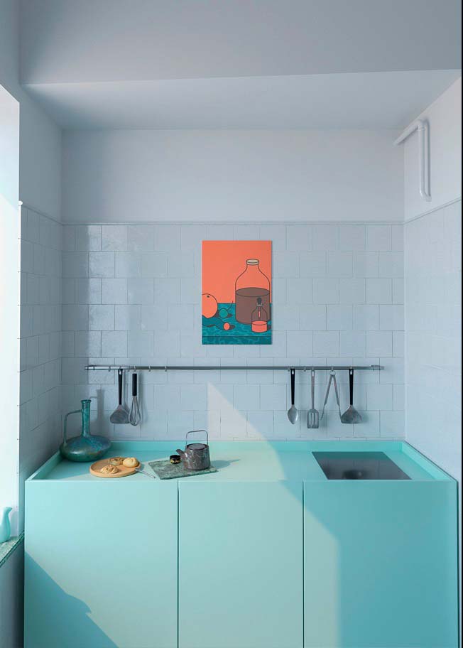 Blue small kitchen