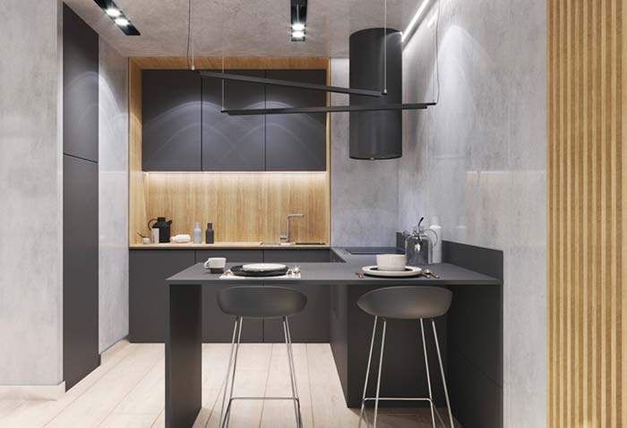 Black small kitchen