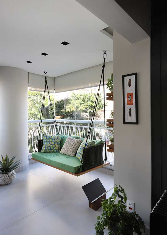 Who doesn't want one of these? Hanging sofa for swing style balcony