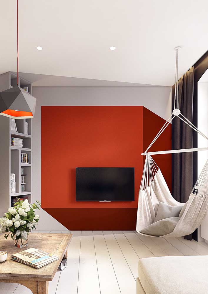 Red and gray room: modern and elegant