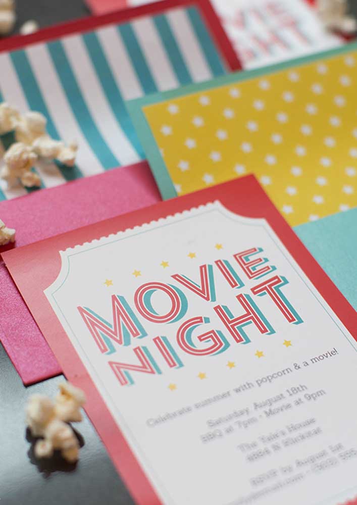 Movie party invitation: comes with popcorn! 