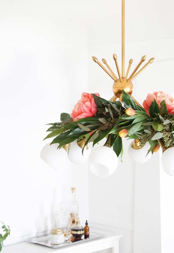Floral lighting with chandelier arrangement