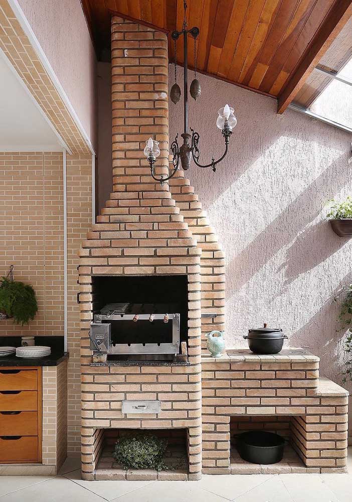 Inspiration of brick barbecue with wood stove on the balcony