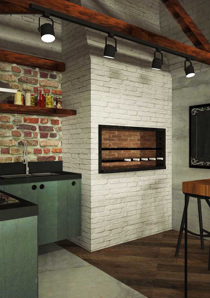 White brick barbecue for the modern and relaxed gourmet space 