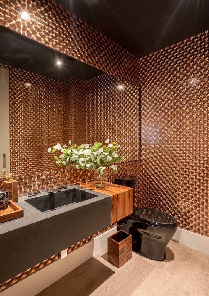 A stylish bathroom in copper color 