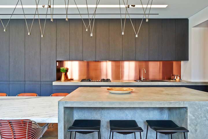 Modern kitchen with copper panel