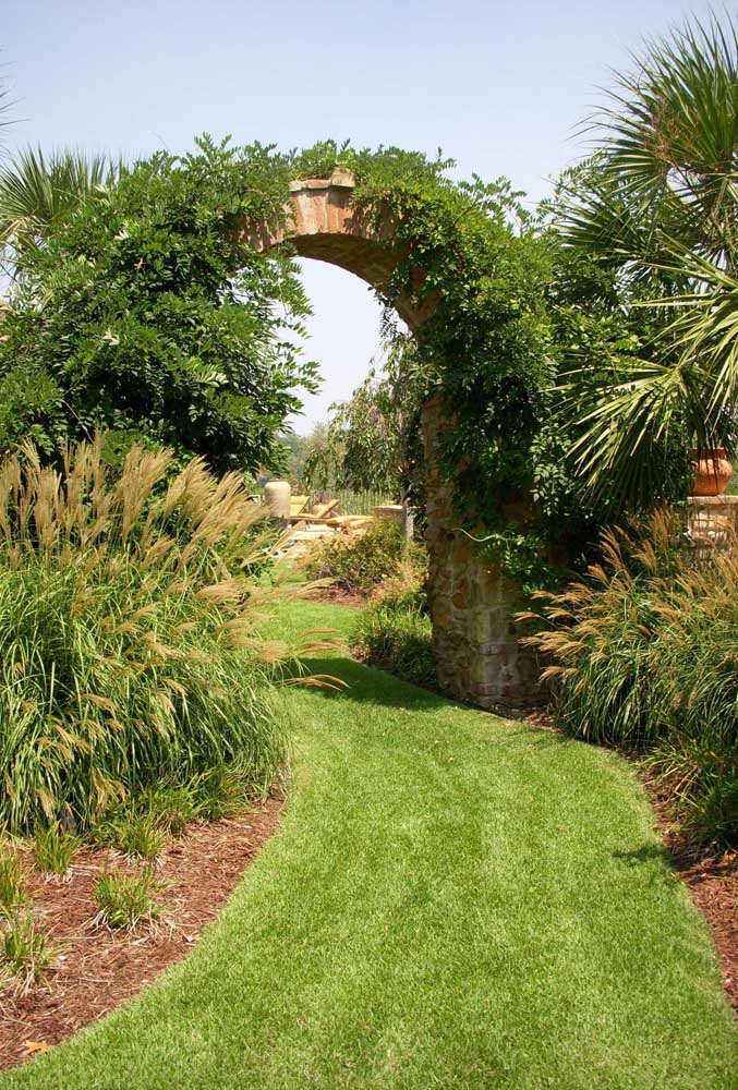 The green carpet obtained with potato grass offers a beautiful walk for sunny afternoons