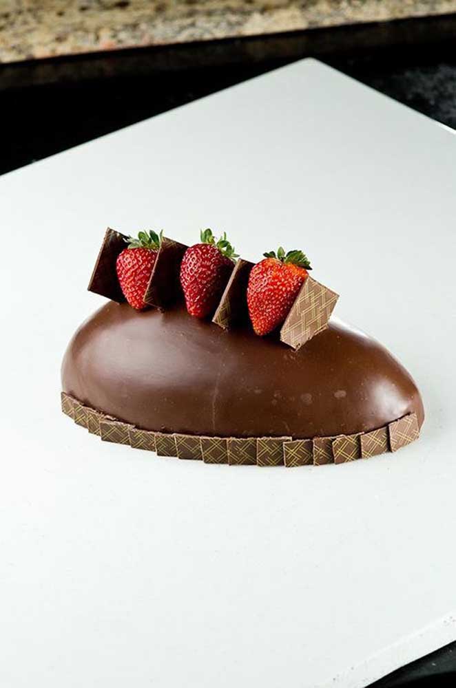 Easter egg shell option with strawberries and chocolate