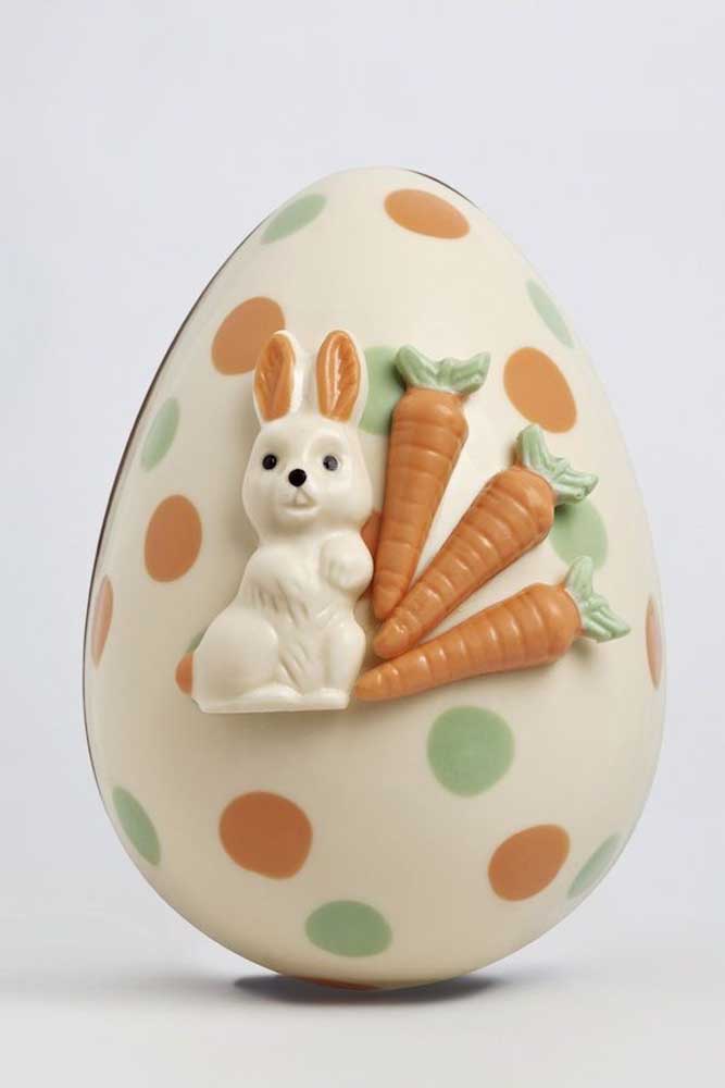 Decorated Easter egg for children; a work of art made with chocolate