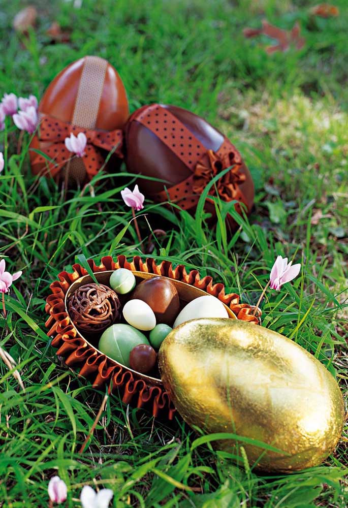 Easter eggs filled with assorted chocolates