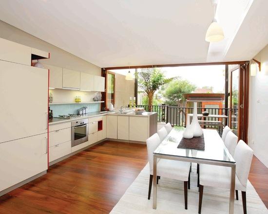 The large kitchen even gained space to integrate with the dining room.