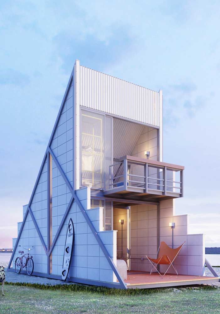 Container house in a townhouse version; the metallic structure allows incredible creations 