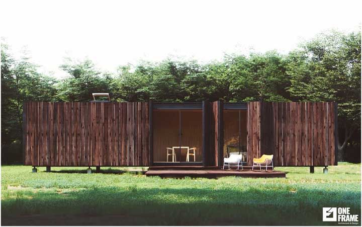 In this project, the container was covered with wood to make it more rustic, matching the environment