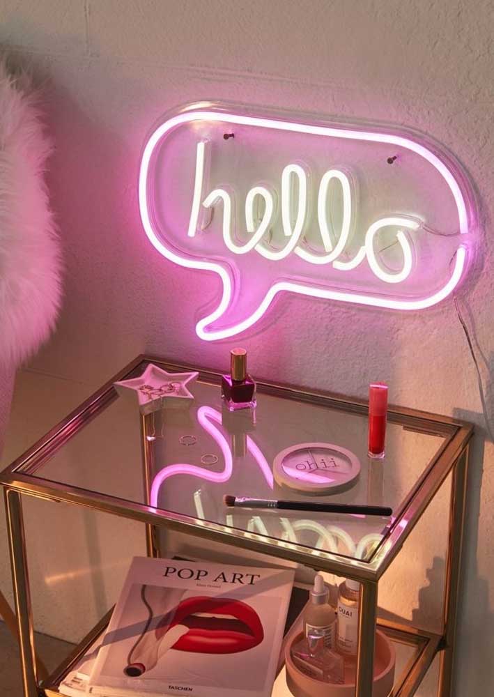 Neon sign for women's room. The option here was to leave it by the bed, on the nightstand