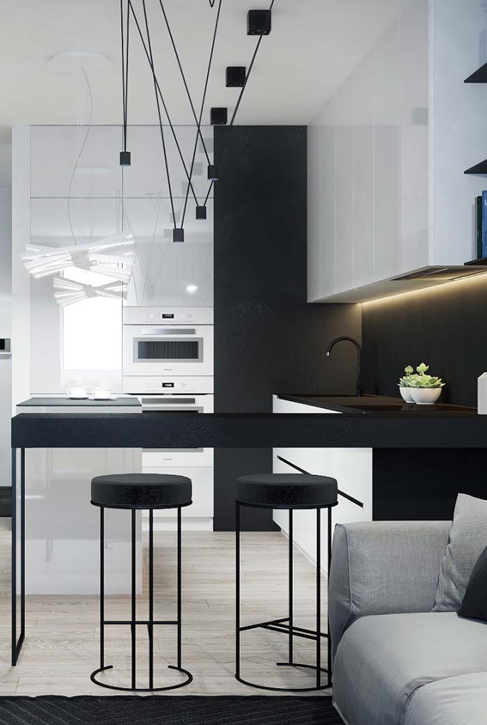 Black and white kitchen: high aesthetic value