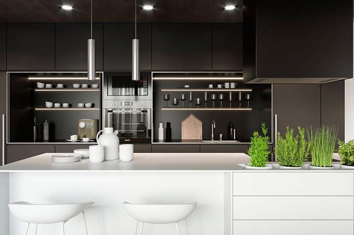 Black and white kitchen with style and good taste