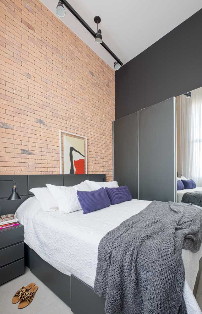 Industrial style in small double bedroom