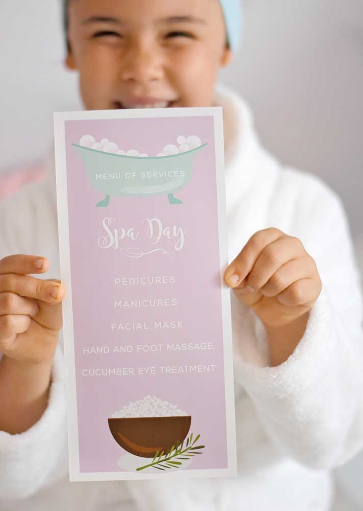 Create a "menu" with all the services available on your Spa Day