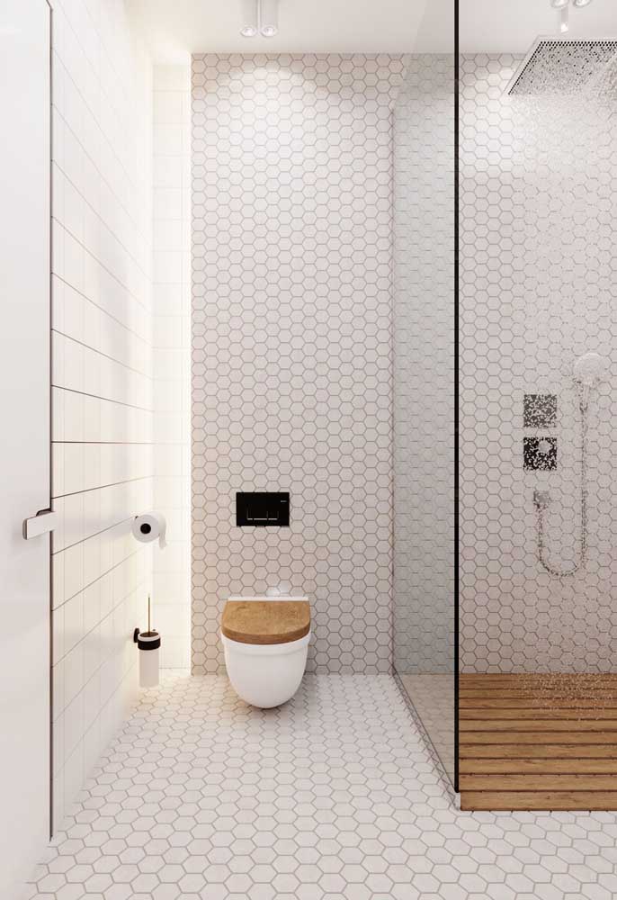 Banheiro clean e moderno todo em tons de Off White