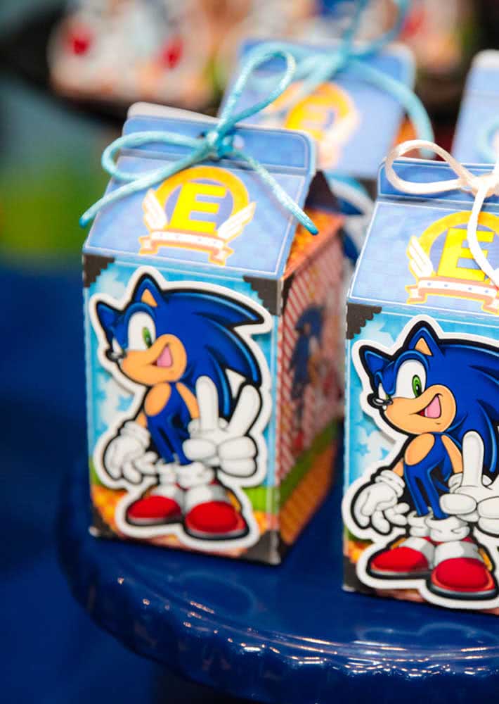 Caixinha surpresa do Sonic para as crianças levarem para casa