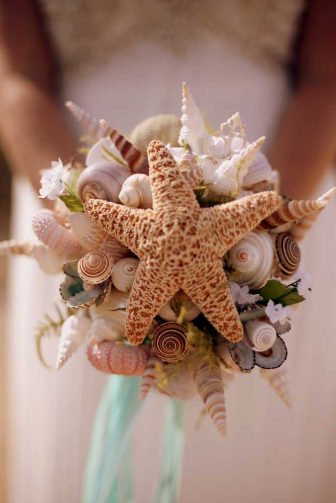 Essa ideia é para as noivas: buquê de conchas do mar