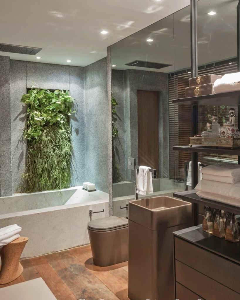 Bathroom with vertical garden