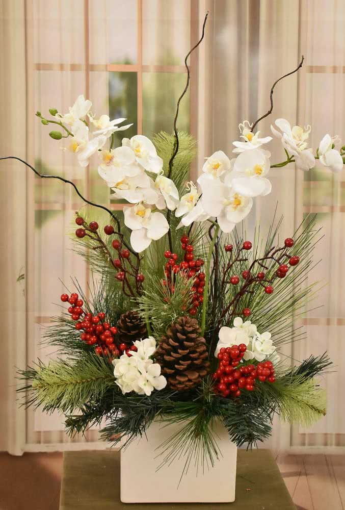 Christmas ornament with white orchids